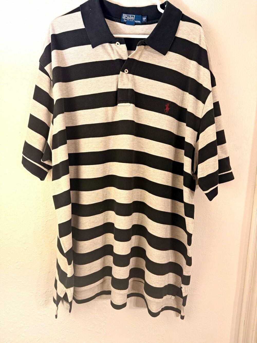 Polo by Ralph Lauren Men’s 3XB Big Polo Shirt Black/Gray Striped